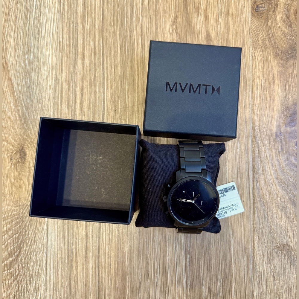 Mvmt Chrono Black Link Chronograph Quartz Black Dial Men's Watch MC01-BB NWT